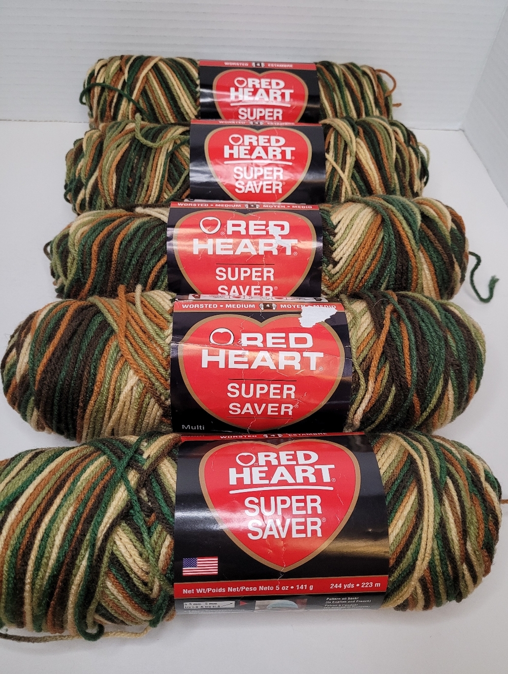 Five New Skeins of Yarn in Woodsy and One Partial Skein 244 Yds Each Color E300